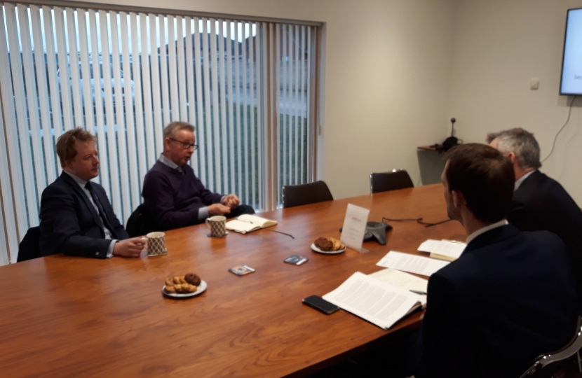 Paul Bristow and Michael Gove MP with Peter Fox and Matthew Dalton